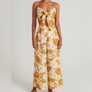 NWT FAITHFULL THE BRAND Malta Pants & Dafnica Top set gold/yellow Potenza Floral